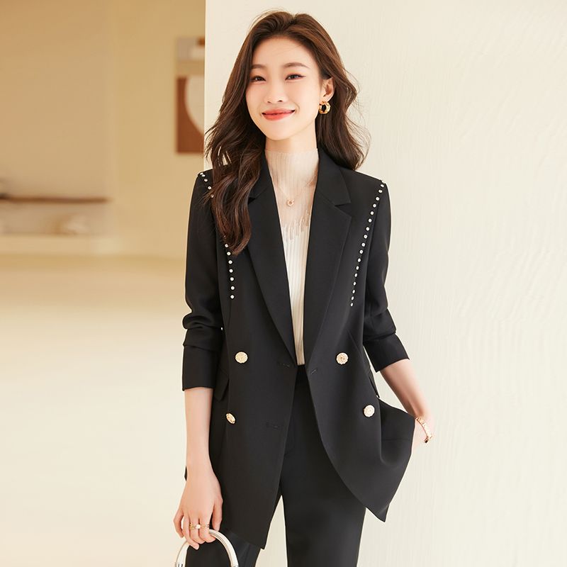 黑色西裝外套女秋冬氣質職業裝正裝時尚名媛高級感西服套裝工作服