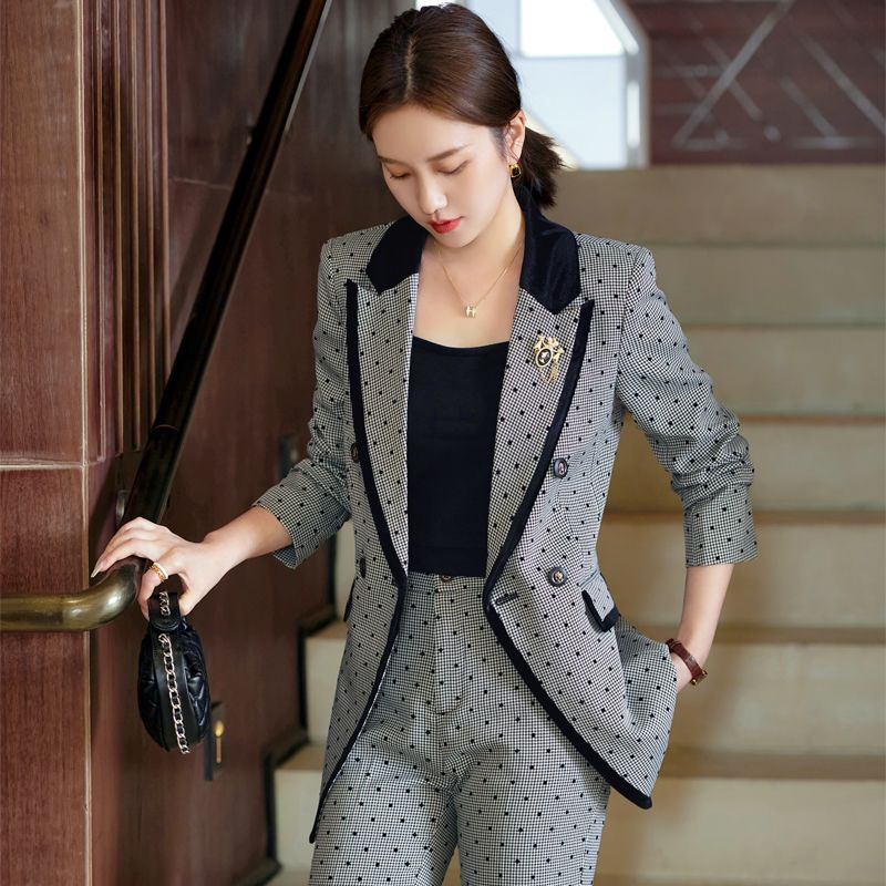 高級感西裝套裝女秋冬2023新款氣質女神范休閒正裝職業西服兩件套