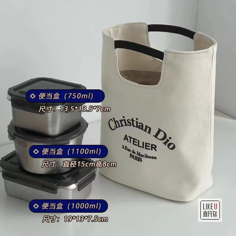 Hand-carrying literary canvas for work, makeup mommy bag, student lunch box bag, portable bucket lunch box casual cloth bag