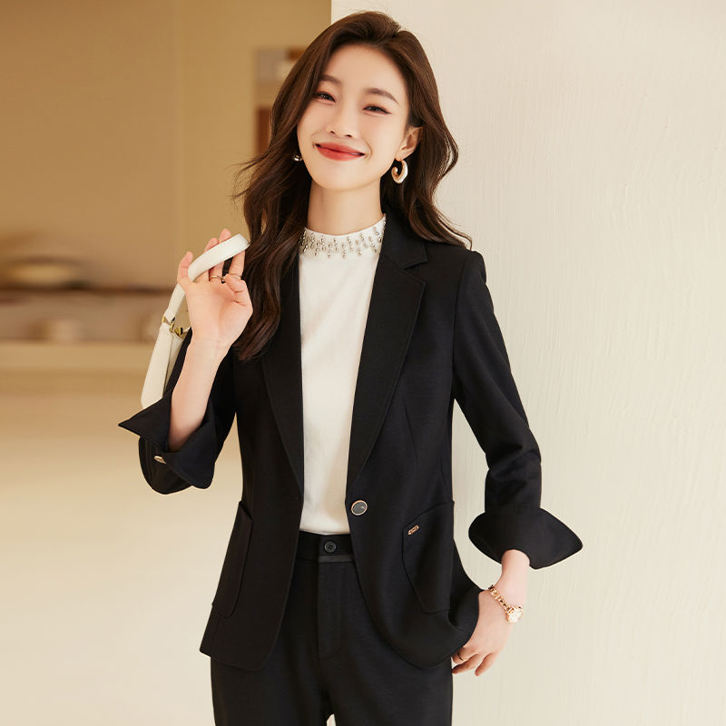 黑色西裝外套女秋冬新款高級感氣質女士職業裝休閒西服套裝工作服