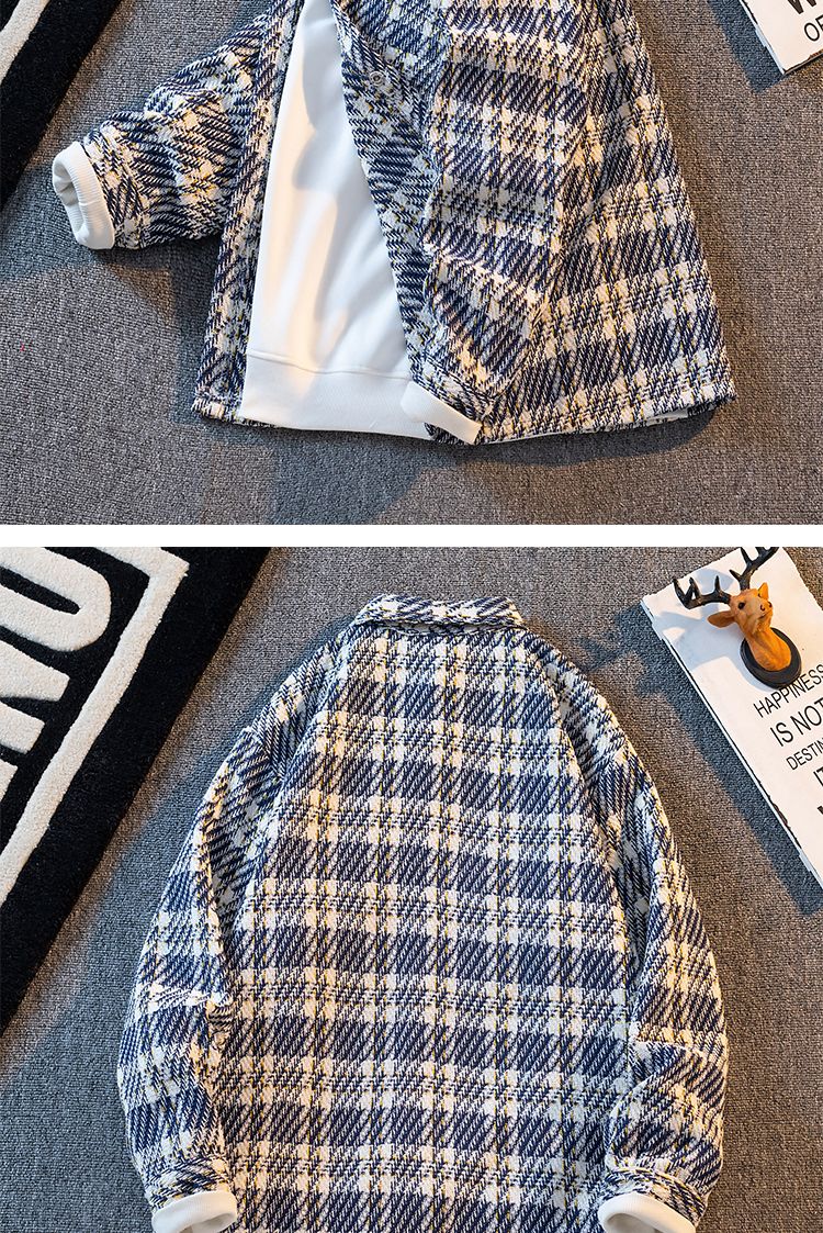 Chemise tricotée à carreaux pour hommes, petite chemise parfumée, polyvalente, tendance, nouvelle marque, veste décontractée, automne_voghion.com