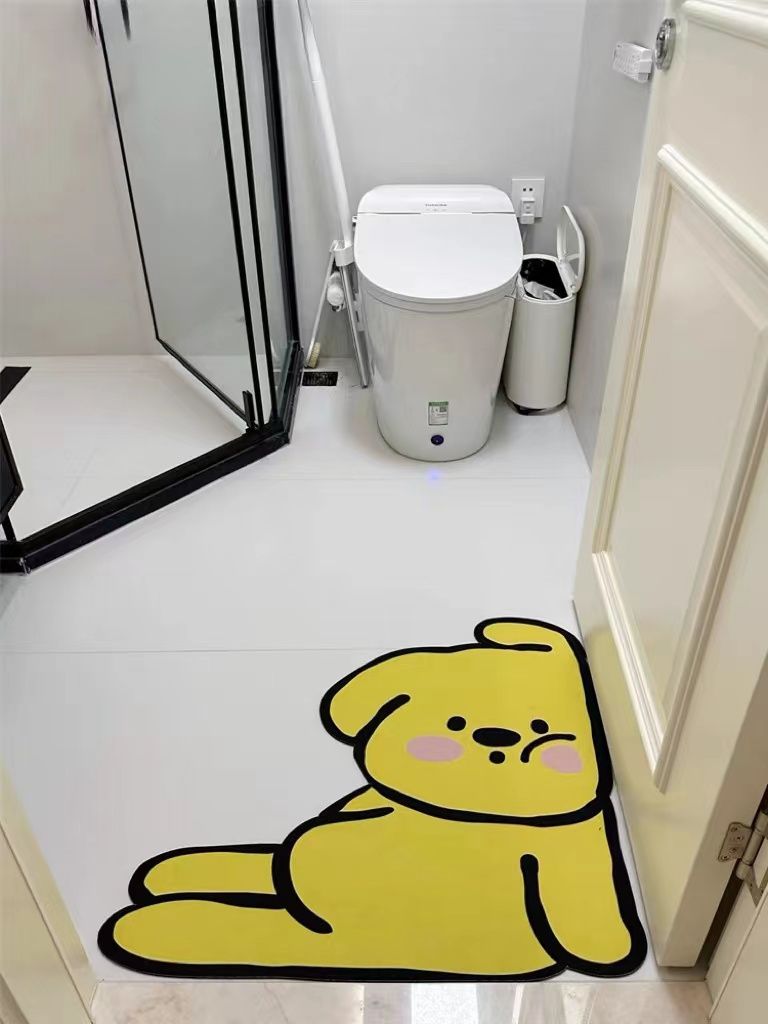 Cute cartoon bathroom floor mat, soft diatom mud, strong absorbent foot mat, easy care, quick drying, toilet door mat