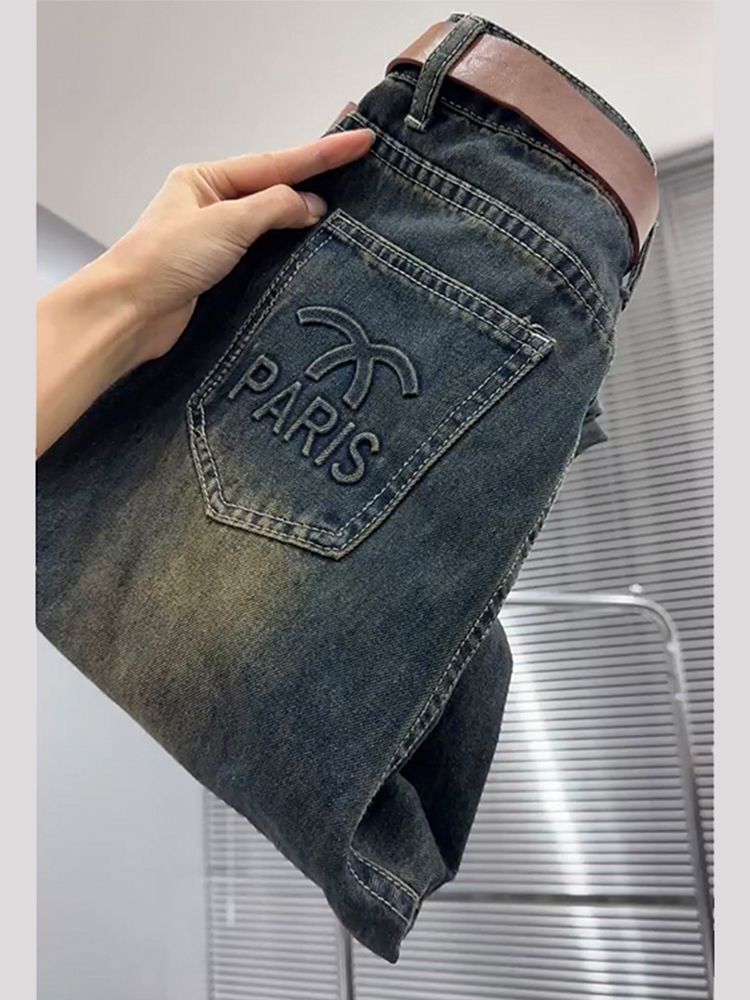胖mm水泥灰牛仔褲女今年爆款褲子顯瘦哈倫褲小個子復古懷舊九分褲