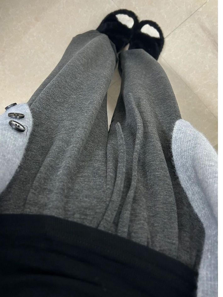 Gray glutinous rice pants for women, spring, autumn and winter, soft and glutinous 2023 new style, high waist, drapey, casual, small, velvet wide leg pants