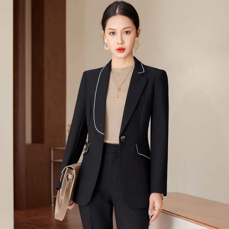 黑色西裝套裝女秋冬時尚職業裝氣質女神范高端正裝西服外套工作服