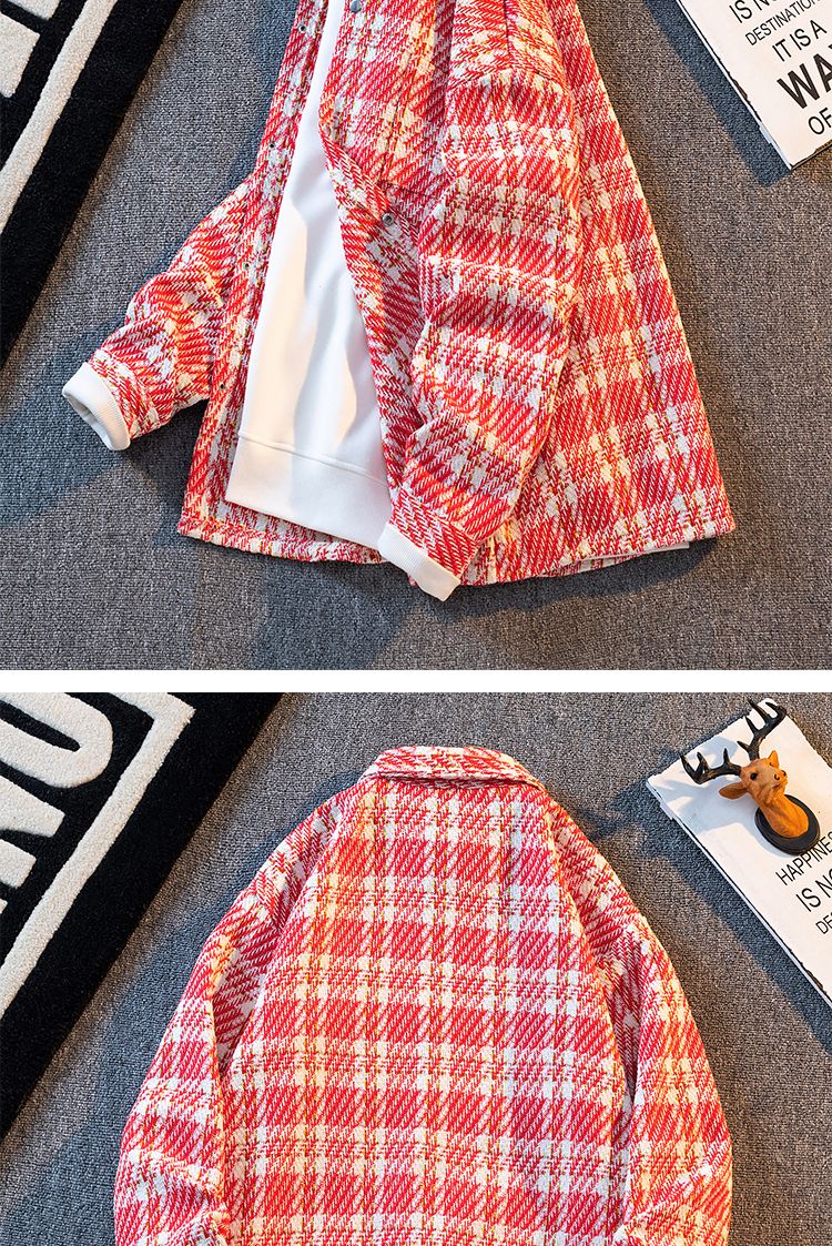 Chemise tricotée à carreaux pour hommes, petite chemise parfumée, polyvalente, tendance, nouvelle marque, veste décontractée, automne_voghion.com