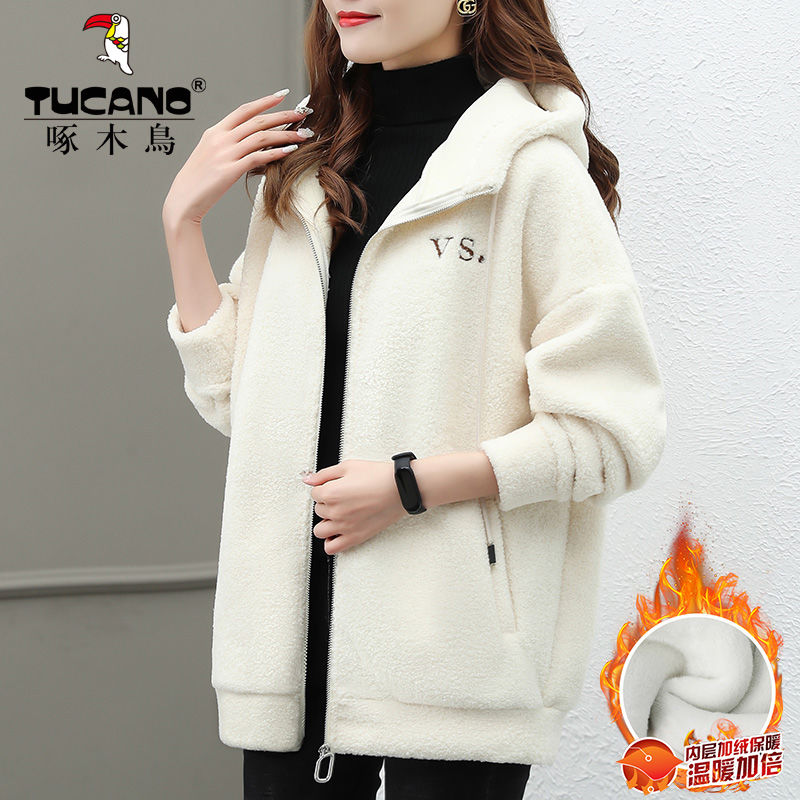 Winter velvet thickened zipper cardigan jacket for women 2023 new style extra thick thermal sweatshirt women's top