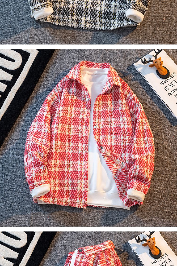 Chemise tricotée à carreaux pour hommes, petite chemise parfumée, polyvalente, tendance, nouvelle marque, veste décontractée, automne_voghion.com