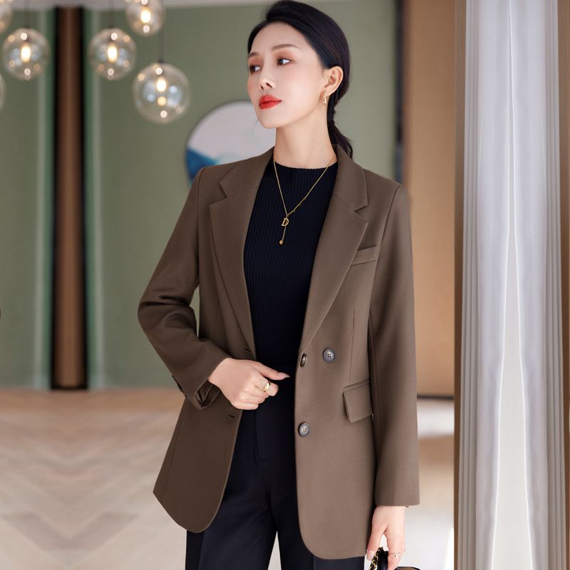 咖色西裝外套女高端工作服2023秋冬新款商務通勤工裝職業西服套裝