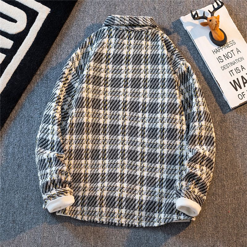 Chemise tricotée à carreaux pour hommes, petite chemise parfumée, polyvalente, tendance, nouvelle marque, veste décontractée, automne_voghion.com