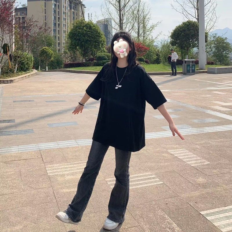 復古煙灰色直筒牛仔褲女ins風秋冬高街高腰修身顯瘦微喇拖地褲ins