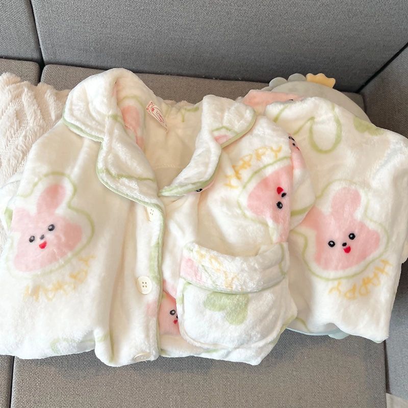睡衣女秋冬季珊瑚絨加絨加厚新款冬天保暖可外穿法蘭絨家居服春秋