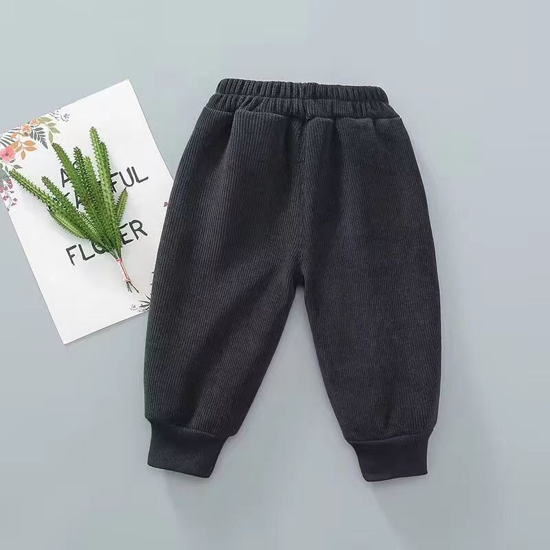 Boys' fleece pants autumn and winter  new male and female baby one-piece fleece pants corduroy children's trousers and sweatpants