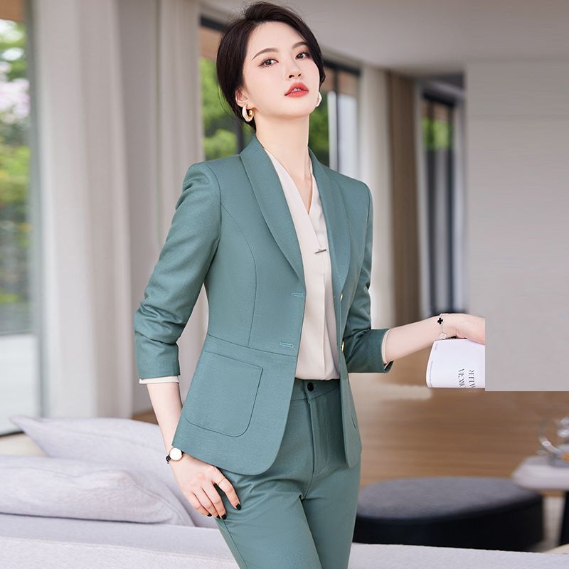 藍色職業西裝套裝女秋冬高級感氣質公務員面試正裝西服工裝工作服
