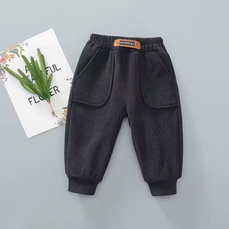 Boys' fleece pants autumn and winter  new male and female baby one-piece fleece pants corduroy children's trousers and sweatpants