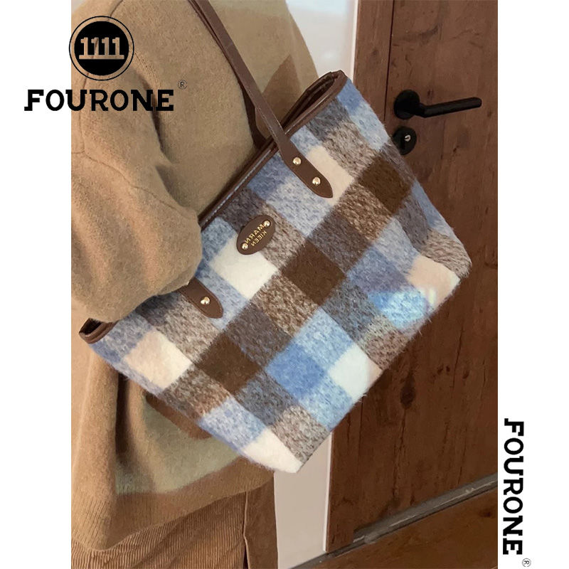 Woolen bag women's bag large capacity new versatile shoulder bag high-value texture commuter tote bag
