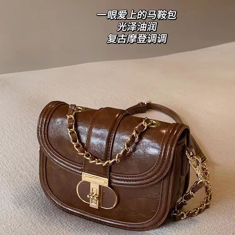 包包女2023新款百搭高級質感小眾設計馬鞍包寬肩帶單肩斜挎包女包