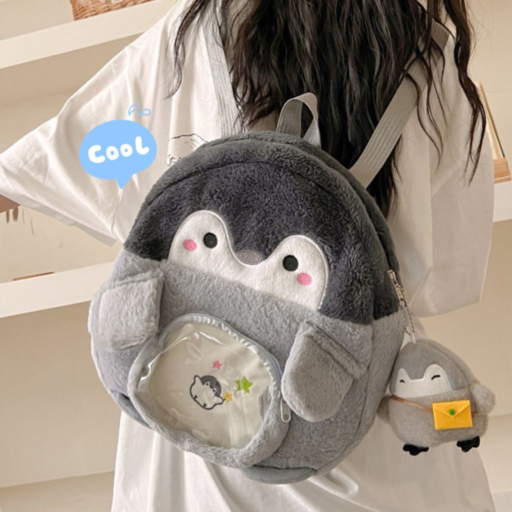 企鵝卡通雙肩包女可愛jk少女背包玩偶包痛包公仔毛絨迷你小書包
