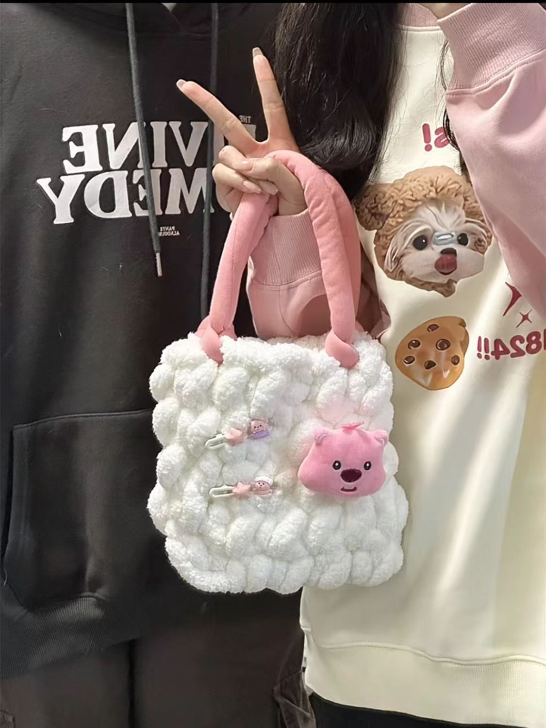 棉花糖雲朵包diy手工編織包包Loopy海狸毛絨材料包自製送女友禮物