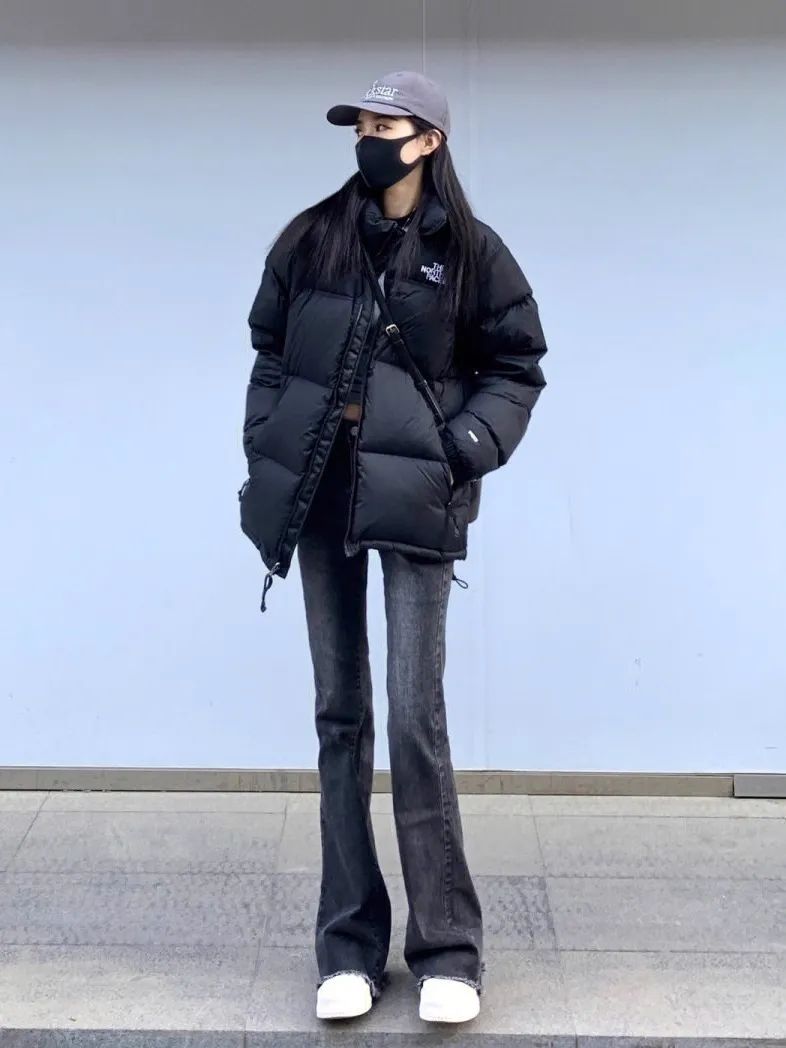 美式復古加長微喇牛仔褲女秋冬新款高腰彈力修身顯瘦喇叭拖地褲子