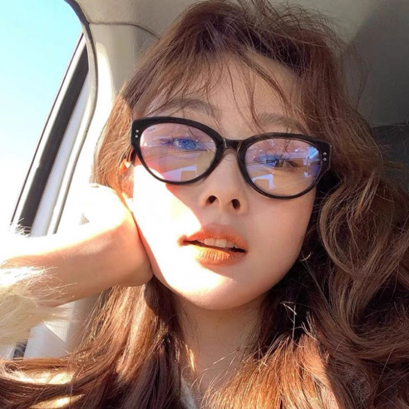 High-end black frame makeup artifact online with myopia glasses anti-blue light lenses big face slimming optical glasses for women