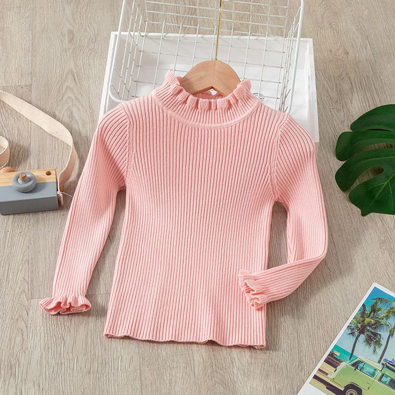 Girls Korean sweater  new winter one-piece velvet sweater half turtleneck plus velvet thickened baby girl sweater outer