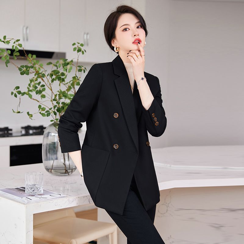 雙排扣西裝外套女秋冬2023新款氣質女神范職場輕熟風寬鬆西服上衣