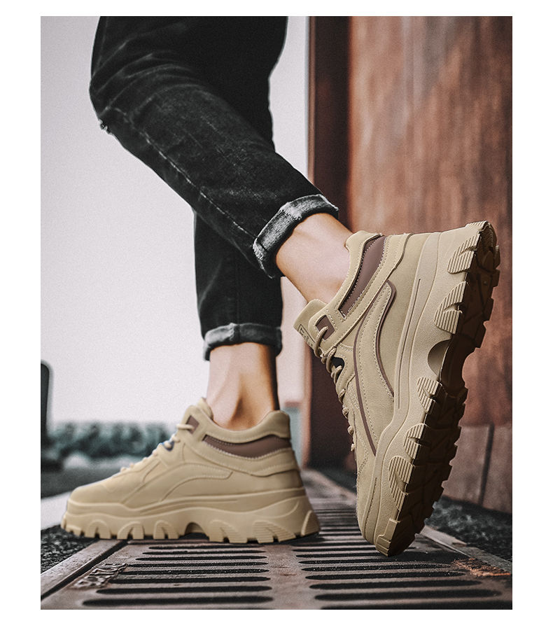 Herfst Nieuwe Dirt Work Dikke Zool, Antislip en Slijtvaste Schoenen Herenmode_voghion.com