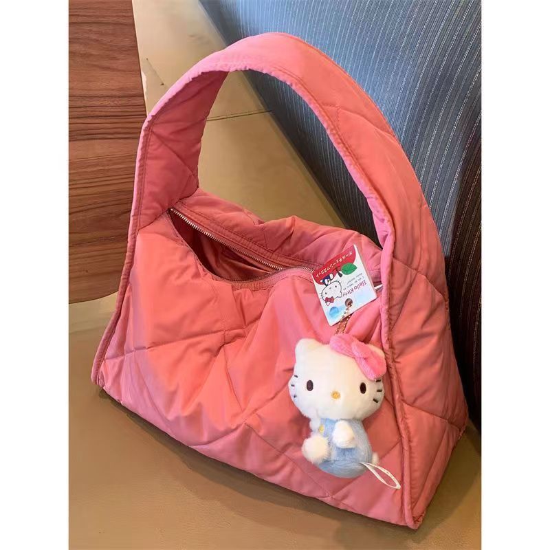 Premium diamond quilted large-capacity shoulder crossbody bag casual lightweight down diamond new armpit bag cloud bag