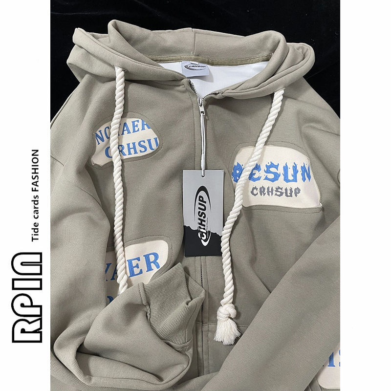 RPIN large size 300 pounds national trend street hole design cardigan autumn and winter coat women's loose velvet sweatshirt ins