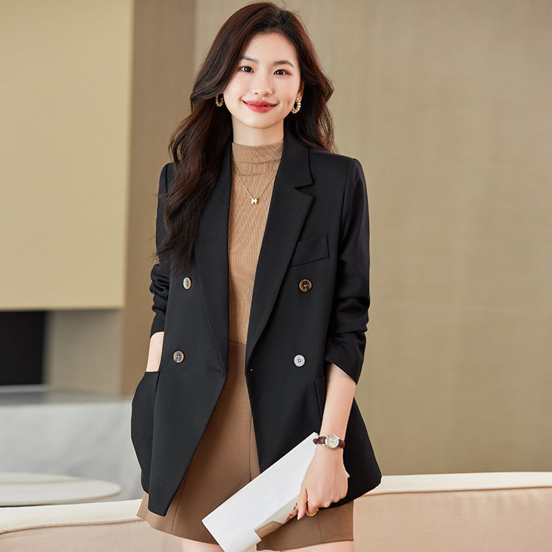 黑色韓版西裝外套女2023新款秋冬季高級感寬鬆小個子休閒西服上衣