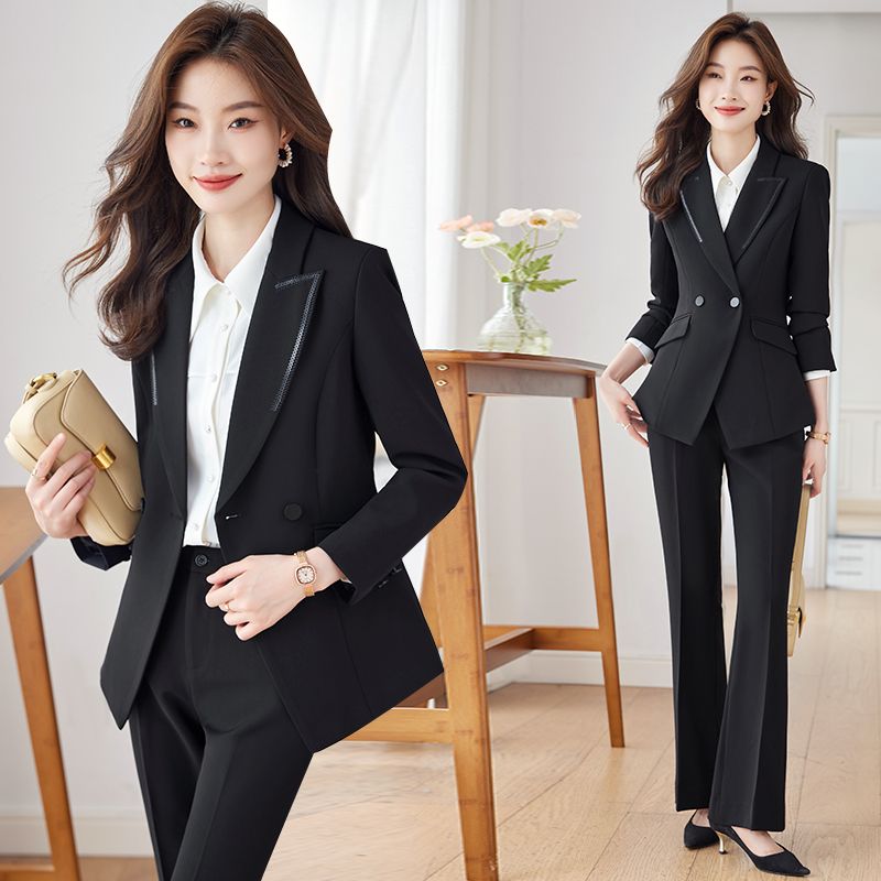 高端黑色西裝套裝女秋冬新款休閒職業氣質工裝女士西服正裝工作服