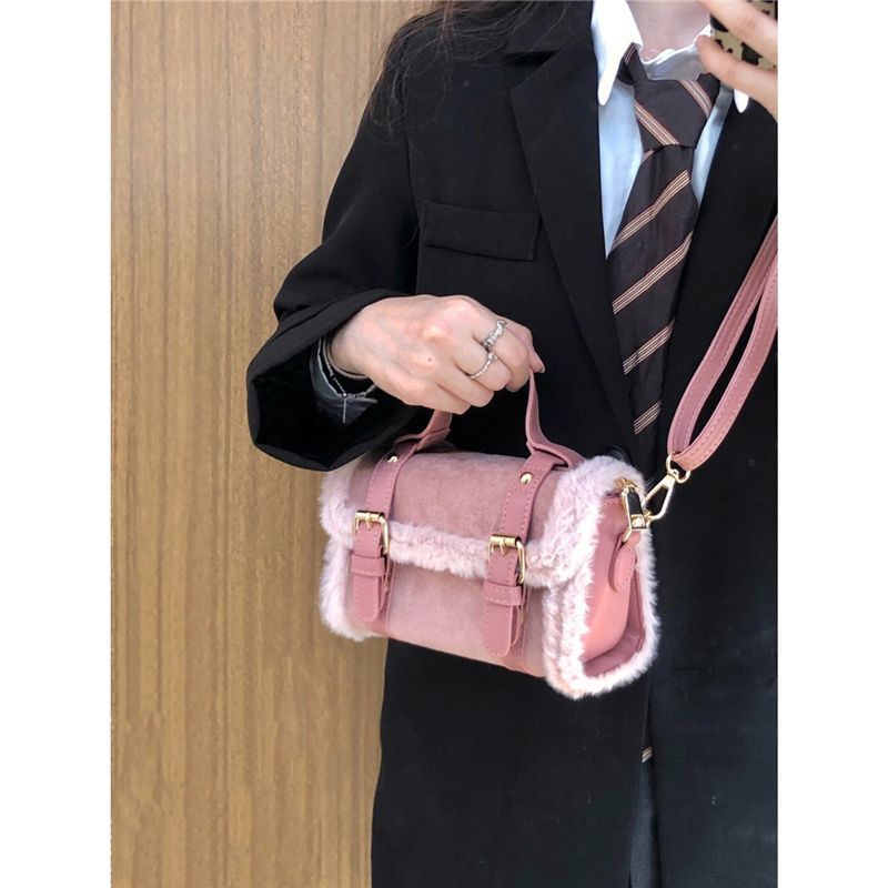 小眾毛毛手提包毛茸茸包包女2023新款洋氣羊羔毛包秋冬單肩斜挎包