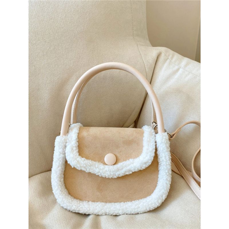 Autumn and winter French plush crossbody bag  new style plush bag Korean handbag hand-carried out single shoulder small square bag