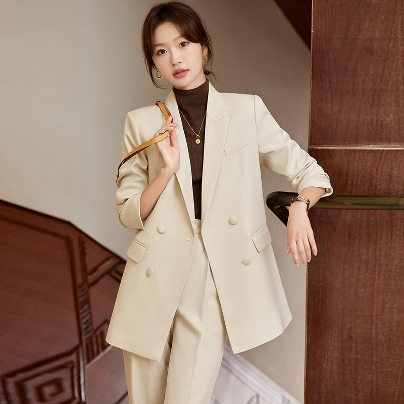 白色西服套裝女秋冬季氣質女神范正裝套褲職業休閒通勤西裝工作服