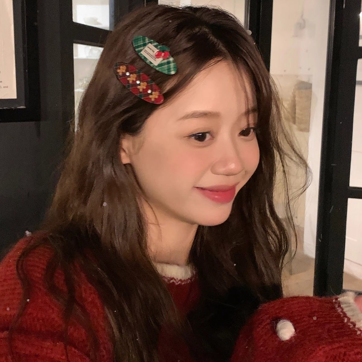Gingerbread man Christmas plaid hairpin side clip girl's heart bangs clip side clip hairpin Japanese and Korean hair accessories autumn and winter new style