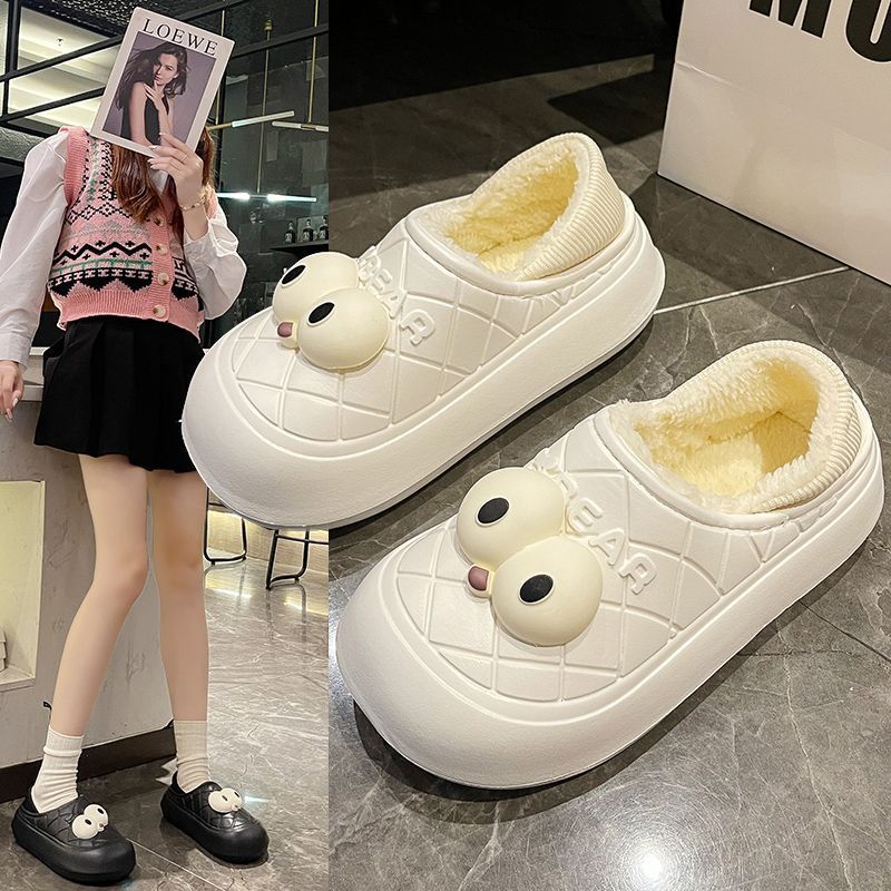 Naihuhu Doll Cotton Shoes for Women Winter Plus Velvet 2022 New Internet Celebrity Fashion Bag Heel Warm Lazy Bread Peas Shoes