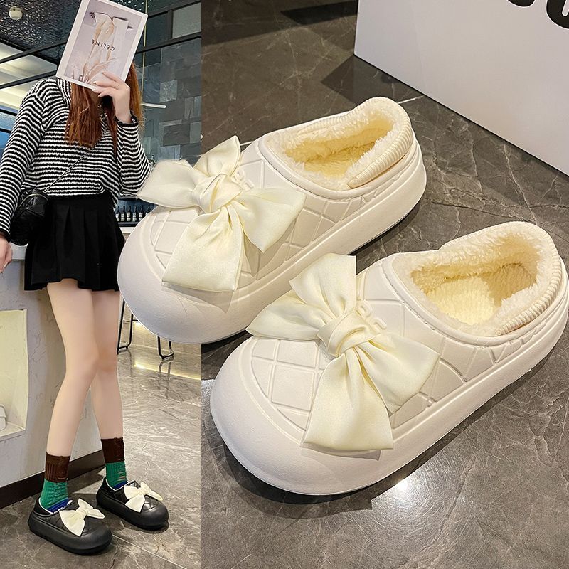 Cute cartoon loopy waterproof cotton slippers for women's outer wear 2023 autumn and winter new style versatile home two-wear furry slippers