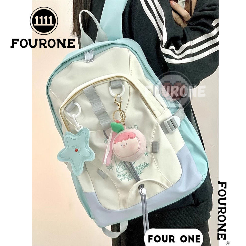 Schoolbags for female college students, new large-capacity Korean version, versatile contrasting color backpacks, junior high school and high school backpacks