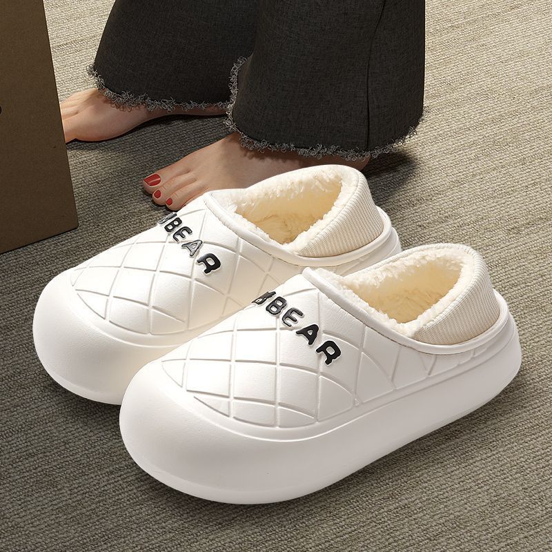 防水棉拖鞋女士冬季2023新款外穿室内家居防滑包跟加绒棉鞋男女款