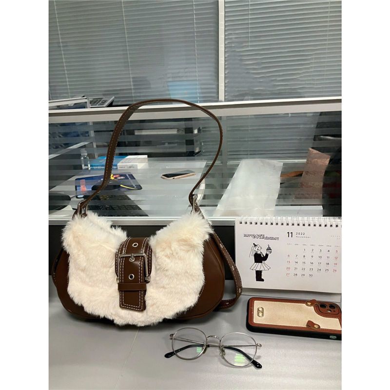 秋冬款毛毛包包女2023新款小眾毛絨單肩腋下包甜酷辣妹手提斜挎包