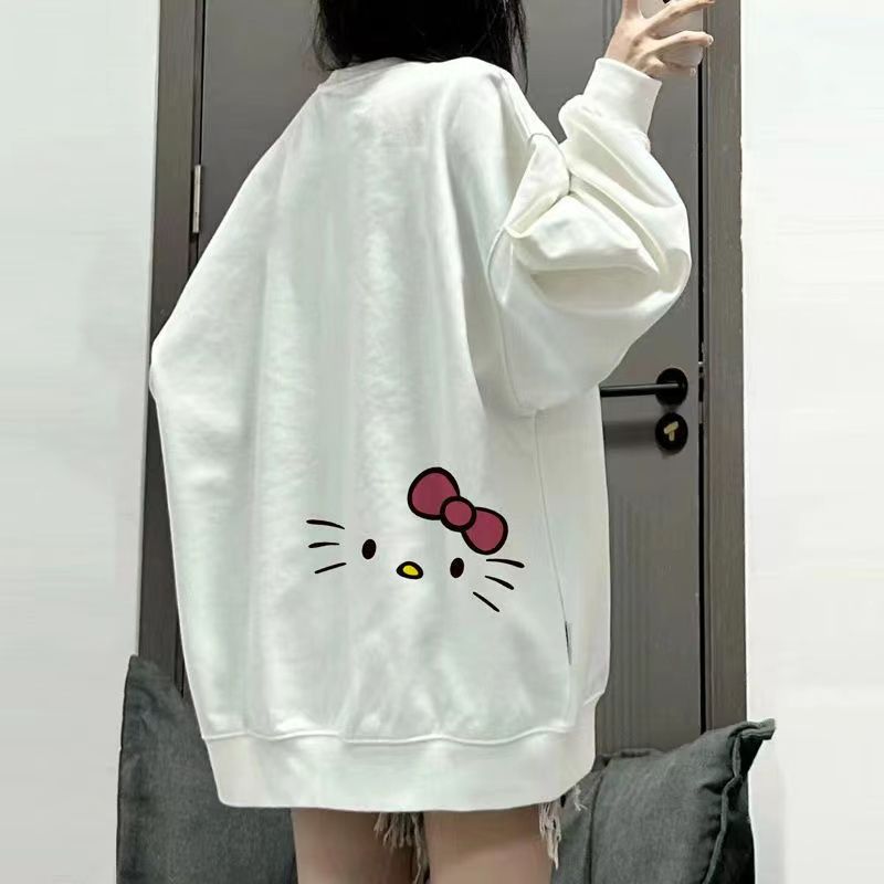 無帽衛衣春秋冬季白色衛衣女oversize長袖顯瘦學生ins潮女穿搭上