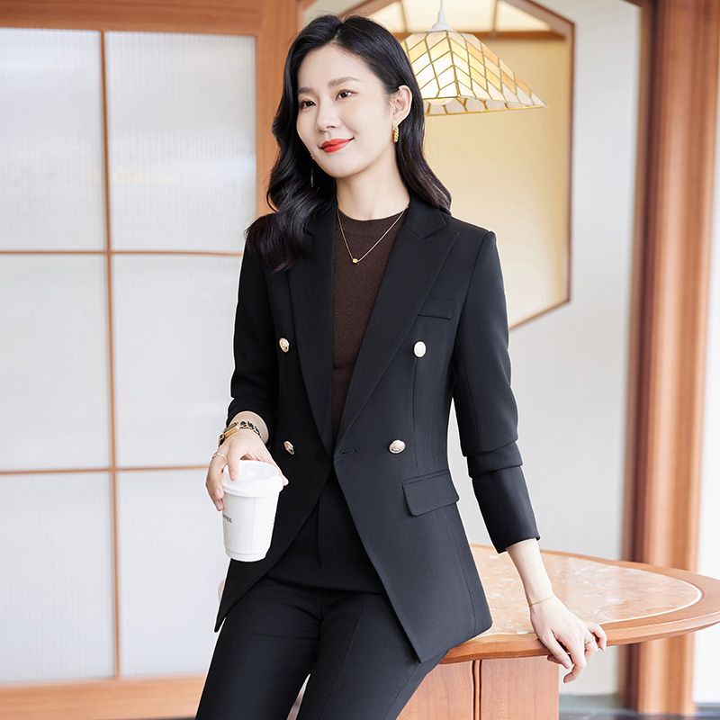 黑色西裝外套女士秋冬2023新款氣質時尚收腰女神范職業小西服套裝