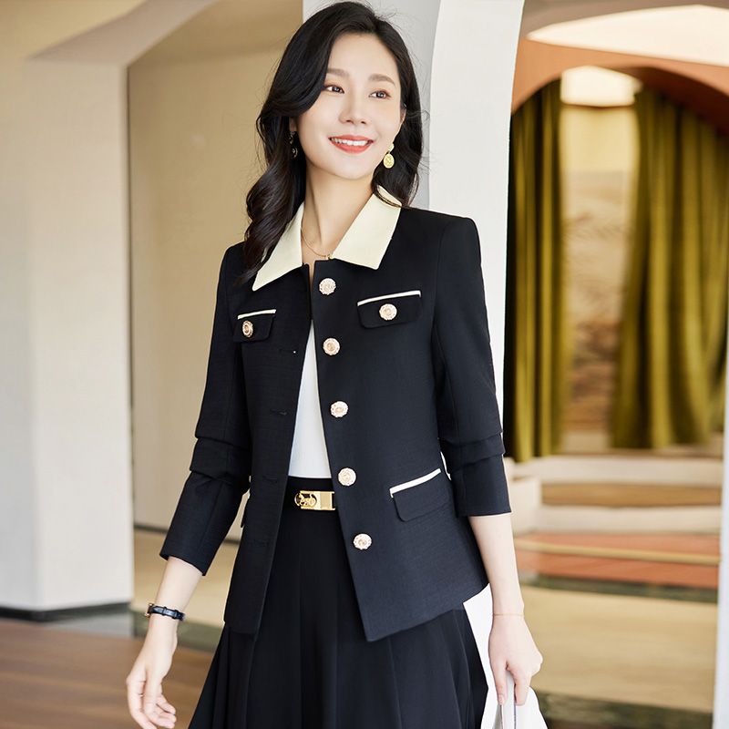 小香風黑色西裝外套女秋冬新款名媛氣質女神范時尚洋氣休閒小西服