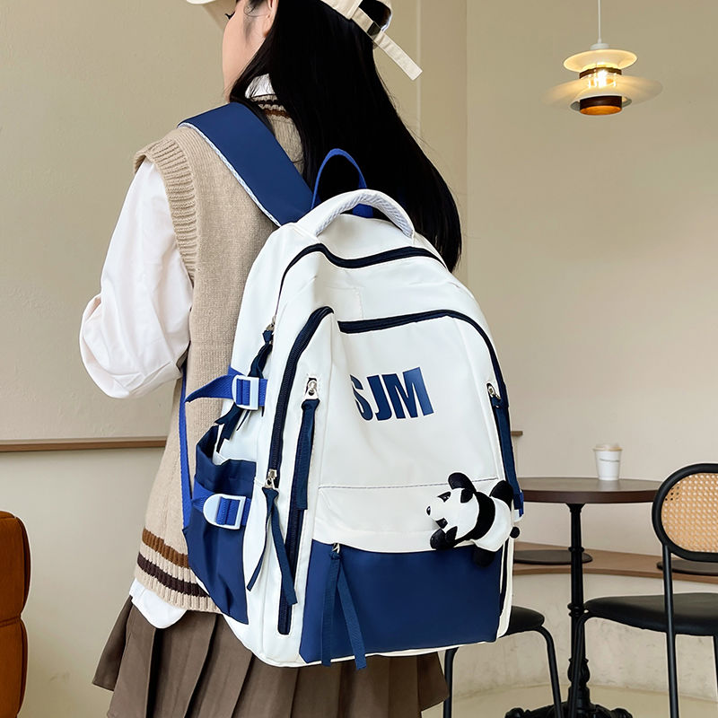 新款复古大学生ins风双肩包女大容量初中高中学生书包电脑背包