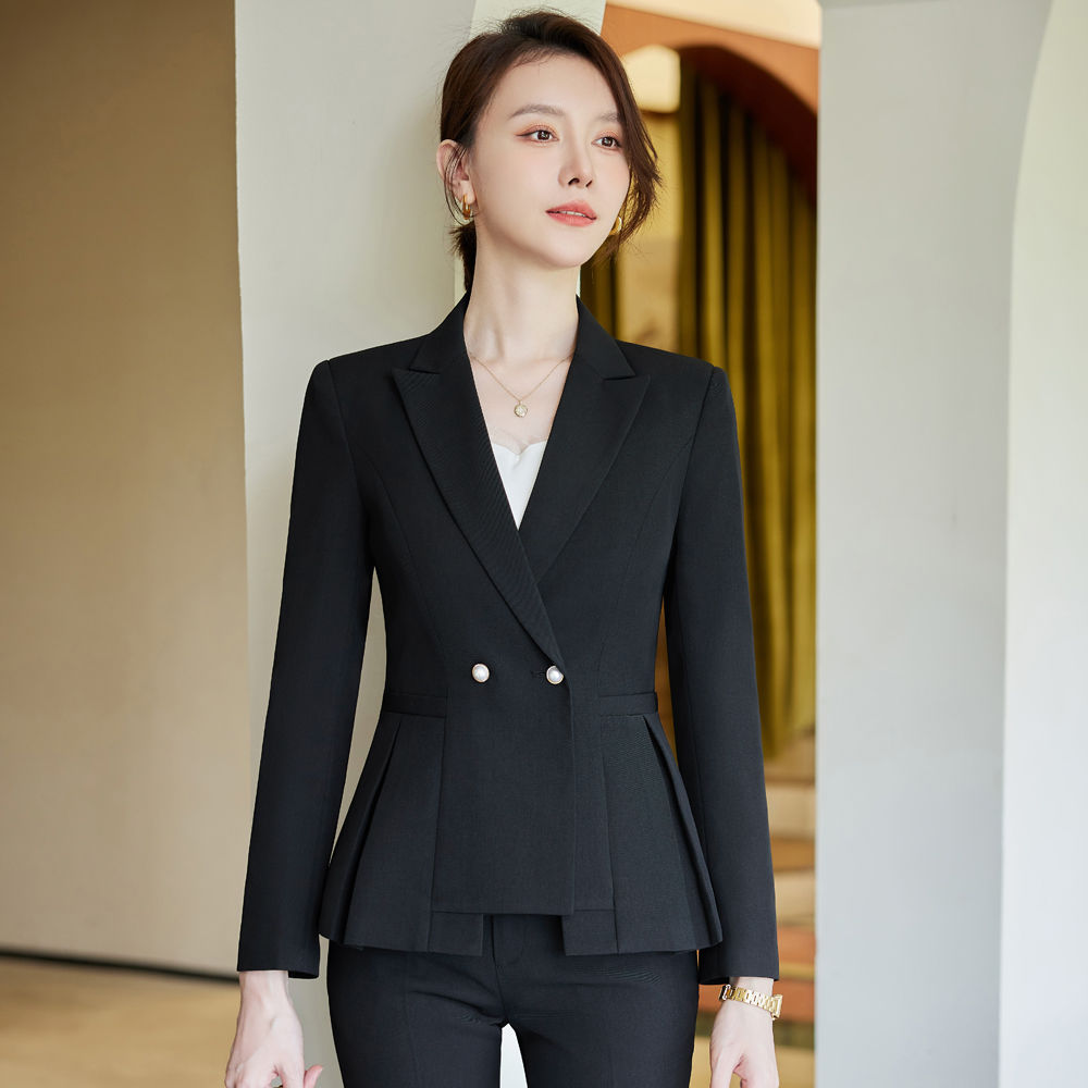 黑色西裝套裝女職業裝秋冬季高級感氣質女神范高端正裝西服工作服