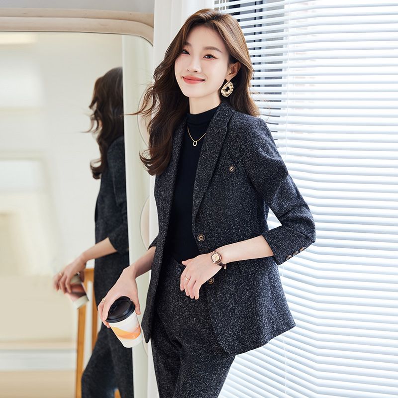 黑色西裝外套女秋冬季職業裝時尚氣質高端休閒西服套裝正裝工作服