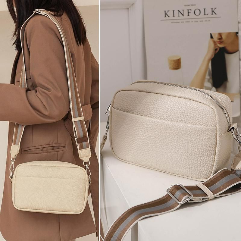 One-shoulder wide shoulder strap versatile cross-body solid color simple high-end fashion temperament cross-body women's portable niche ins