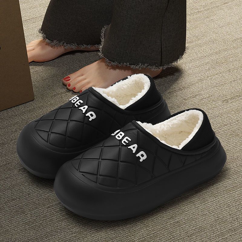 Waterproof cotton slippers for men winter 2023 new home non-slip household bag heel warm plus velvet outer wear cotton shoes for men