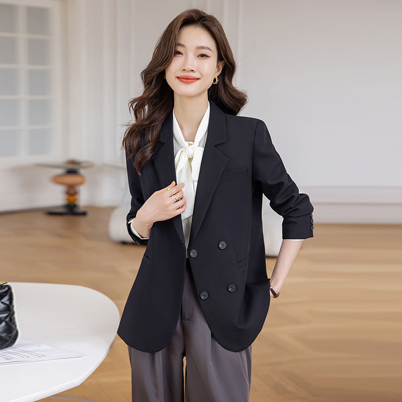 黑色小西裝外套女秋冬2023新款韓版修身上衣通勤百搭時尚休閒西服